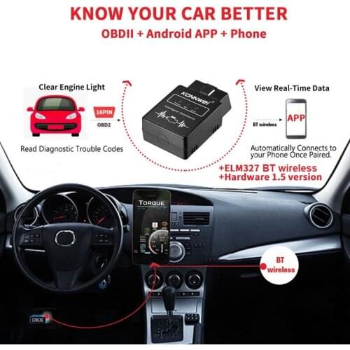 KONNWEI KW912 OBD2 Auto Diagnostic Scanner Tester&Fault Scanner Tool Mental for Android ELM327 Bluetooth Code Reader Scan Tools