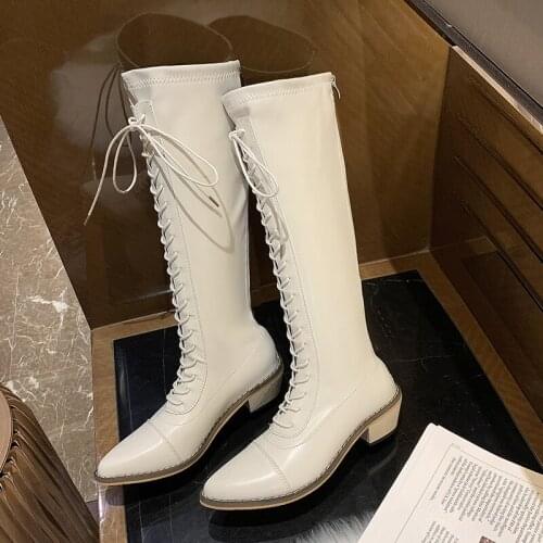 White Womens Boots New 2021 Luxury Brand Design High Platform Boots Female Fashion Warm Solid Knight Shoes for Women
