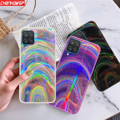 Laser Case for Samsung Galaxy A12 A02S A32 A42 A52 A72 A 12 32 42 52 72 5G Cover Fashion 3D Rainbow Glitter Soft TPU Phone Cases