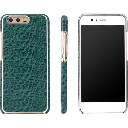 For Huawei P10 Famous Brand Real Genuine Leather + Electroplate Case Back Phone Cover for Huawei P10 Plus crocodile Grain