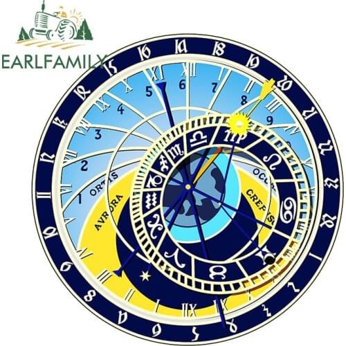 EARLFAMILY 13cm x 13cm for Stronomical Clock Decal Cartoon Surfboard Windshield Car Stickers Refrigerator Anime Car Assessoires