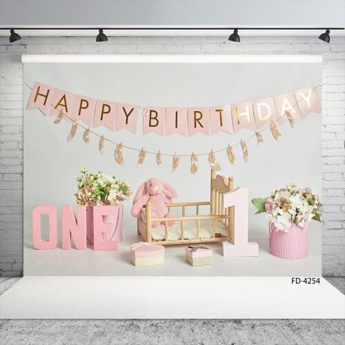1st Birthday Backdrop For One Year Baby Newborn Photo Baby Bed Bear Flower Photography Background For Photo Studio Photocall