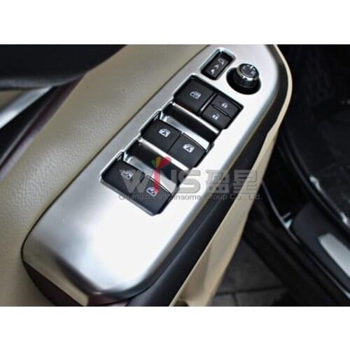 Chrome Interior Window Glass Switch Button Trim For Toyota Highlander Kluger 2014-2016 ABS Car-styling Accessories Mouldings