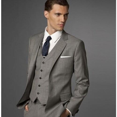 Custom Made Mens Suits Groomsmen Notch Lapel Groom Tuxedos Two Buttons Wedding Best Man Suit (Jacket+Pants+Tie+Vest) A30