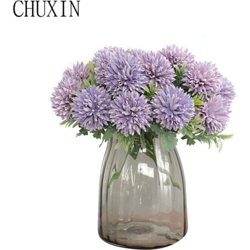 5 Heads Hydrangea Silk Rose Dandelion Artificial Flower Wedding Christmas Decorations For Table Balcony Hotel Fake Flower 1pc