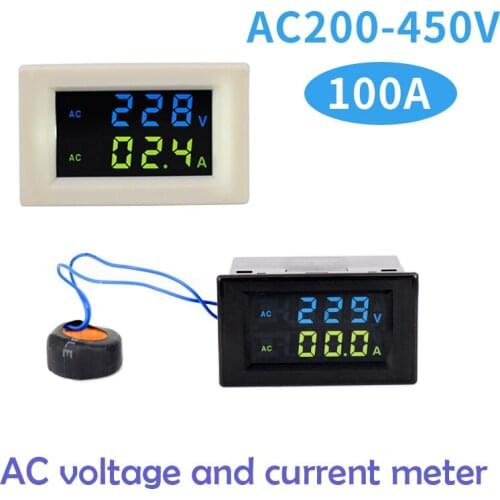 Dual Display Digital Display AC Voltage and Current Meter 110V/220V/380V Measurement Display LCD Digital