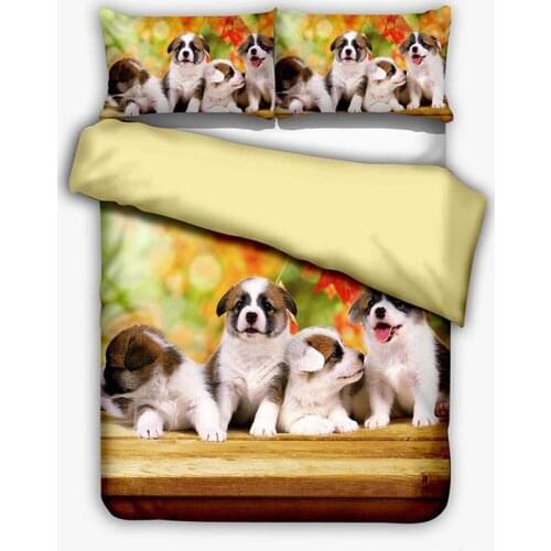 3D Dog Family Printed Bedding Set Pet Douet Cover for Adults King Size 3d Quilt 150 Bed Set Bed Linens Home Textiles 3pcs