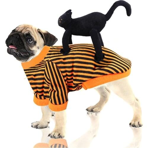 Pet Costume Halloween Christmas Costume Medium-sized Dog Costume Cat and Dog Pet Costume Black Fashion Striped Cloth Funny