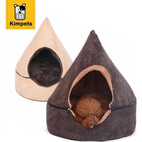 Kimpets Dog Beds Pet Dog Cat Tent House Winter Warm Mats Dirt-resistant Pet Bed Soft Yurt Bed with Double Sided Washable Cushion