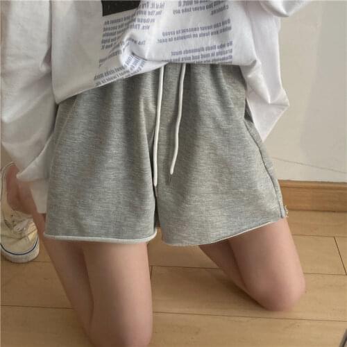 Summer Japanese casual large size solid color loose female shorts high waist Harajuku punk ins Vintage new Ulzzang shorts