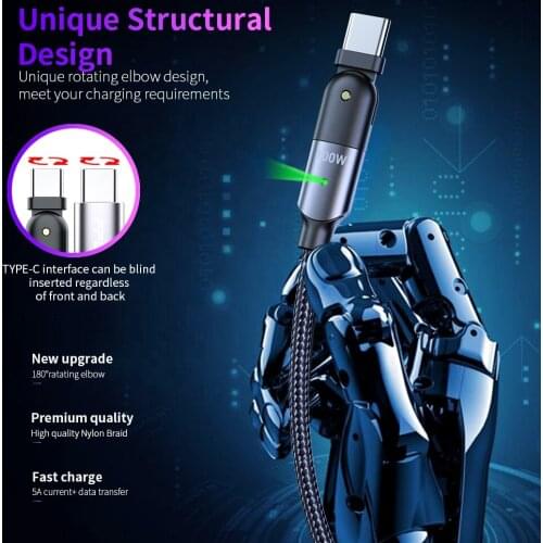 Mini PD100W Elbow Magnetic Abduction Connector TypeC Quick Charging MacBook Mobile Phone usb cable