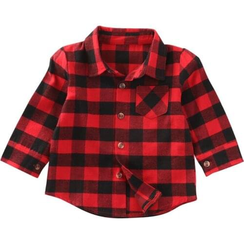 Fashion Kids Boys Girl Cotton Long Sleeve Shirt Plaid Check Shirt Top Blouse Children Clothes