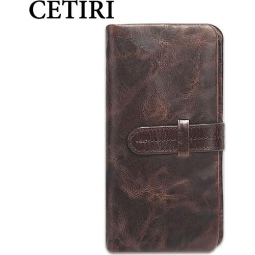 Men Wallet Clutch Genuine Leather Brand Wallets Male Organizer Cell Phone Clutch Bag Long Coin Purse For Credit Cards and Money