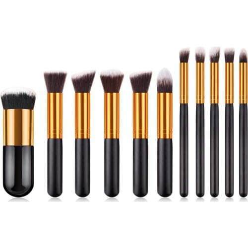 10pcs Black/Gold Makeup Brushes brushes Beauty Foundation Kabuki Cosmetics sets Makeup brush set blush Kit Tools