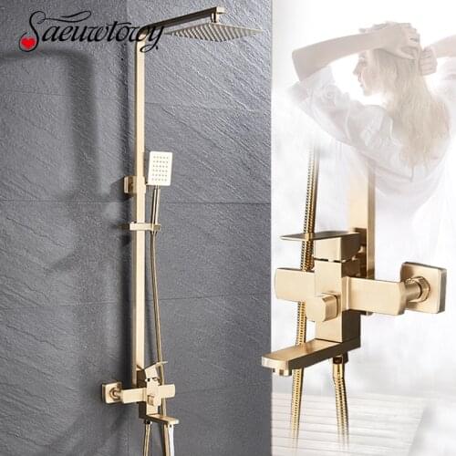 304 Stainless Steel Shower Faucet Set Rain Shower Faucet Head Bathtub Faucet Hot And Cold waer mixer Crane Roatbel Spout Faucet