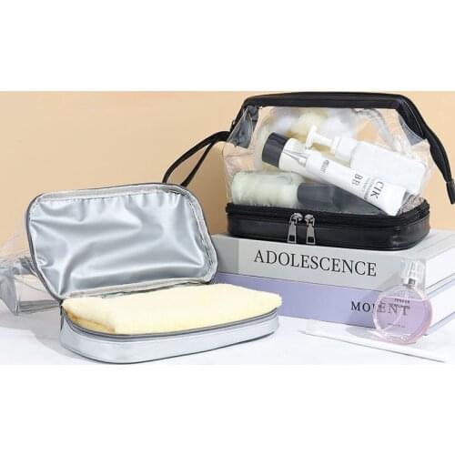 New Women Dry and Wet Separation Waterproof Make Up Case Travel Zipper Clear Makeup Beauty Wash Organizer Bath Toiletry Bags Kit
