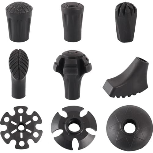 Trekking Pole Nordic Rubber Cane Climb Replacement Alpenstock Walking Sticks Protector Cap Tip Rubber Basket Snow Sport