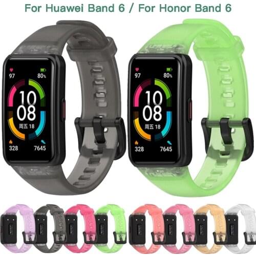 Clear Soft Silicone Sport Watch Strap For Huawei Band 6 Smart Bracelet Replacement Strap For Honor Band 6 Wristband Accessories
