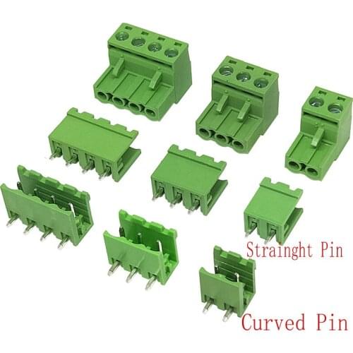 20Set/Lot KF2EDGK 5.08 5.08MM Straight/Curved Plug-in Screw Terminal Socket Connector 2P/3P/4P/5P/6P/7P/8P/9P/10P