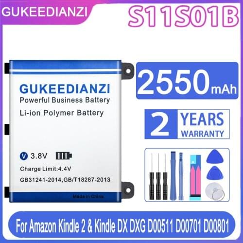 GUKEEDIANZI Replacement Battery S11S01B 2550mAh For Amazon Kindle 2 & Kindle DX DXG D00511 D00701 D00801