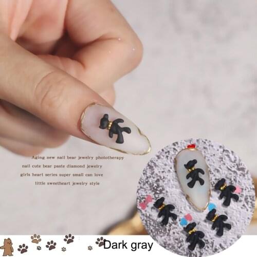 Alloy nail art rhinestone small Bear white gray color metal 7x10mm fun 3D nail DIY modification 10pcs