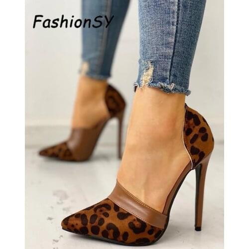 New High Heels Women Pumps Shoes Woman Leopard Pointed Toe Work Weeding Shoes Thin Heels Casual Office Career Elegant Pumps