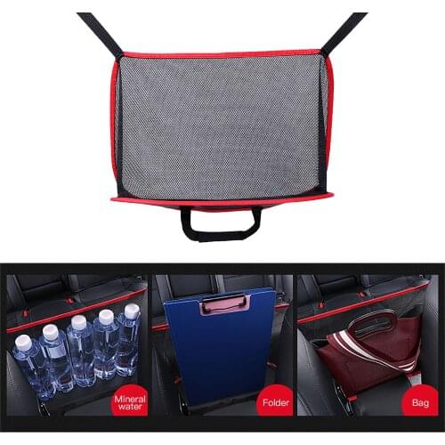 Net Pocket Two Seats Universal Net Pocket Car Universal Net Bag Net Storage Red Automobile Universal Car Storage Bag