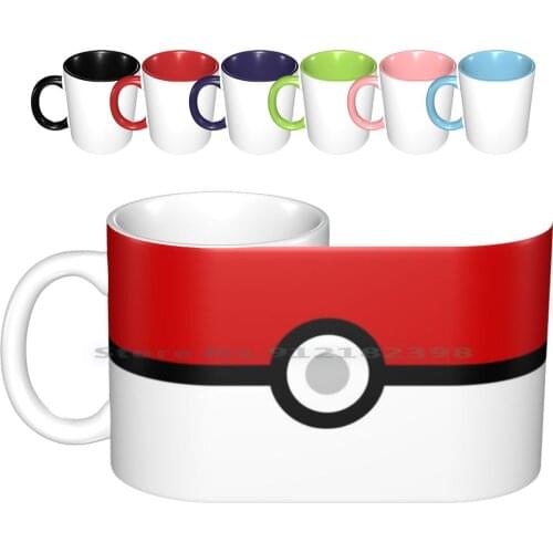 Catch'em All Ceramic Mugs Coffee Cups Milk Tea Mug Pokeball Ball Black Red White Charmender Cartoon Anime Funny Big Creative