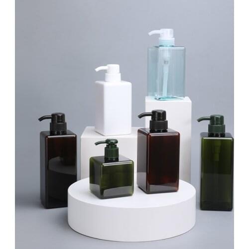High Quality Refillable Square Pump Bottle for Essential Oil Soap Lotion Shampoo Storage Container 250ml/450ml/650ml