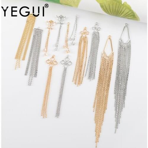 YEGUI M1066,jewelry accessories,ear chain,18k gold plated,copper metal,rhodium plated,jewelry making,diy earrings,10pcs/lot