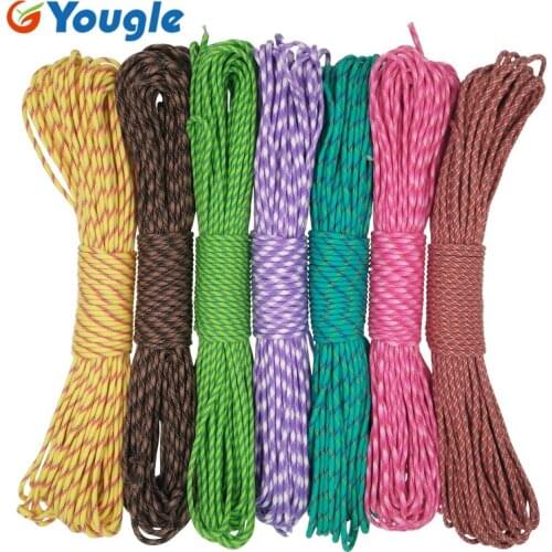YOUGLE Paracord 550 Parachute Cord Lanyard Rope Mil Spec Type III 7 Stand 100FT Climbing Camping Equipment 95-101