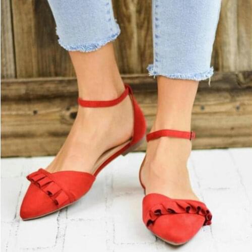 Womens Sandal Summer Ruffles Shoes Woman Pointed Toe Sandals Summer Shoes Flats Sandalias Mujer 2019