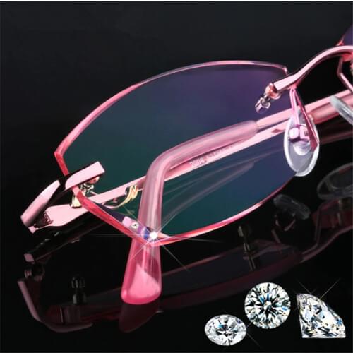 Rimless custom made prescription glasses fashion optical glasses myopia hyperopia Women fashion diamond glasses 21