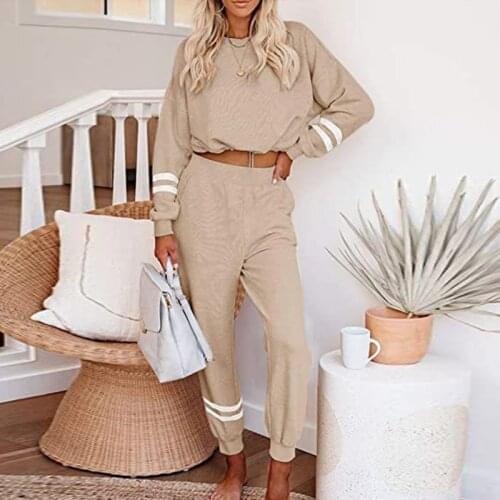 Long Sleeve Drawstring Crop Top Pant Women Sets Solid Sweatshirt High Waist Pocket Trousers Ladies Suit Spring Autumn Sporty Set