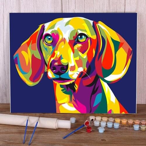 Animal Dog Dachshund Painting By Numbers Set Oil Paints 50*70 Painting On Canvas Loft Picture For Children For Handiwork