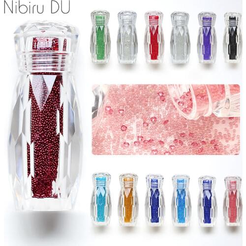 1 Bottle Crystal Caviar Beads Nail Rhinestones Micro Bead Gravel Multicolor Strass Crystal Glass For 3D Nails Art Decorations