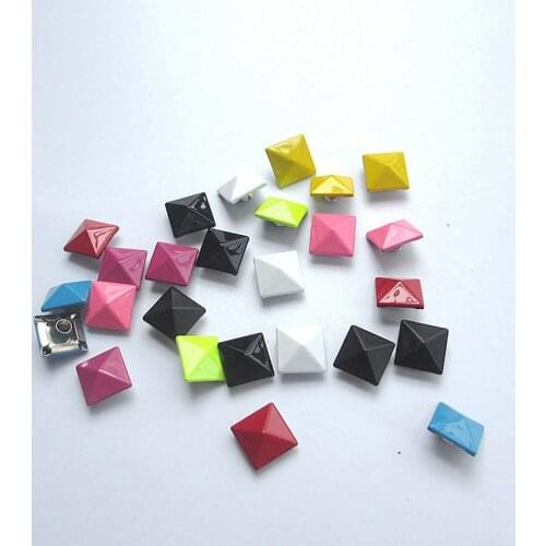10mm Candy Color Square Pryamid Tents Garment Bracelet Rivet Cap Studs For Leather Craft Bag Shoe Cap Jewelry Accessories Punk