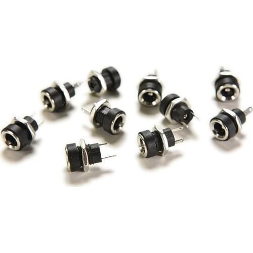 10 Pcs Connector Adapter Converter with Nut 5.5mm x 2.1mm New 3A 12 V DC Power Supply Jack 2 Pin Plug Female Panel Mount