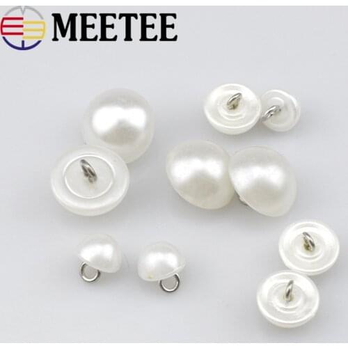 100pcs Meetee White Round Pearl Plastic Buttons Shank Buckles 9/11/15/18mm for Clothing Decor Sewing Accessories Scrapbooking