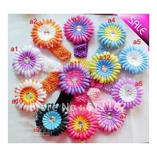 1000pcs double-color daisies Gerber With Headband baby hair bows girls hair clips flowers Flower