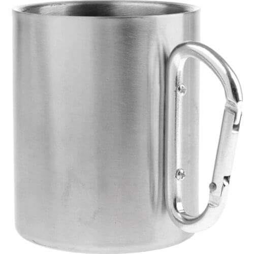 300ML Stainless Steel Outdoor Camping Cup Coffee Mug With Carabiner Handle