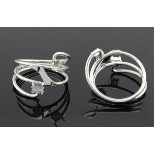 5pcs/set Metal Ring Settings 4mm Rhinestone Hole Jewelry Base Findings