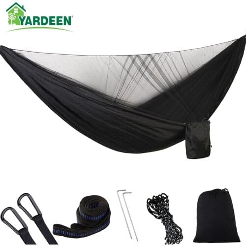 1-3 Person 290*140cm Automatic Quick-open Anti-mosquito Hammock Outdoor Champing Hiking Parachute Hammock with Mosquito Net