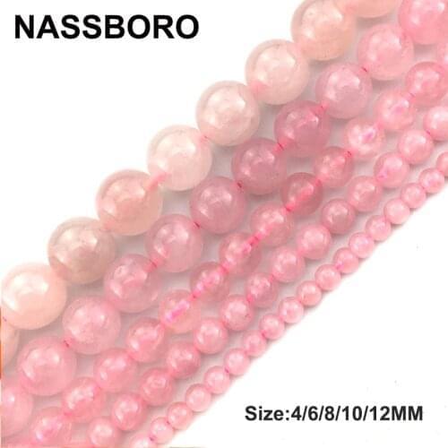 Natural Rondelle Rose Pink Quartz Stone Beads Charm Crystal Loose Beads For DIY Bracelet Necklace Jewellery Making 4/6/8/10/12MM
