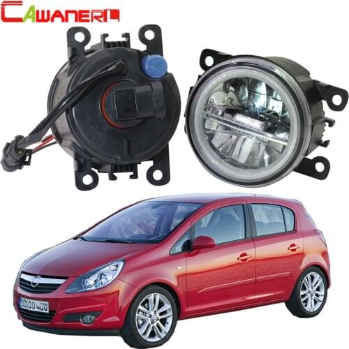 Cawanerl 2 X Car LED Bulb Fog Light + Angel Eye DRL 12V For Opel Corsa D Hatchback 2007 2008 2009 2010 2011 2012 2013 2014 2015