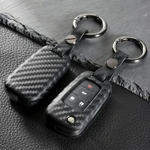 Carbon Fiber Car Key Case 4 Buttons For Chevrolet Camaro Cruze Equinox Impala Malibu Gmc Terrain For Buick Lacrosse key cover