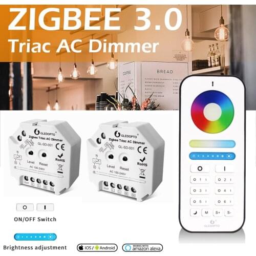 GLEDOPTO Zigbee Triac Dimmer Push Switch 2.4G Remote Control Smart Home LED Lamp Bulb 220V 110V AC Dimmer for Smartthings Alexa