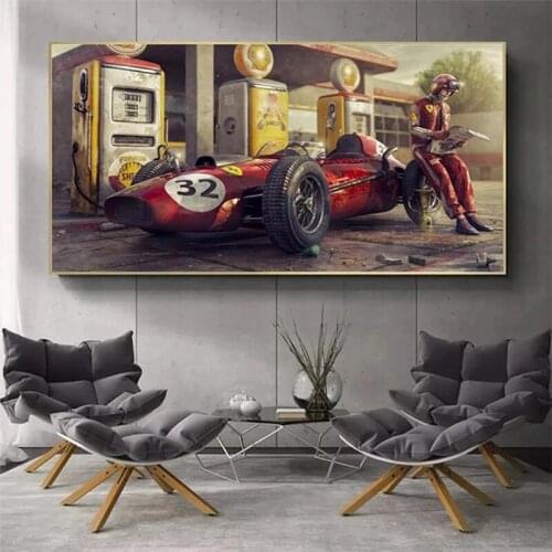 Classic games vintage car posters and prints Ferrari F1 racing print canvas wall art HD pictures home decoration gifts