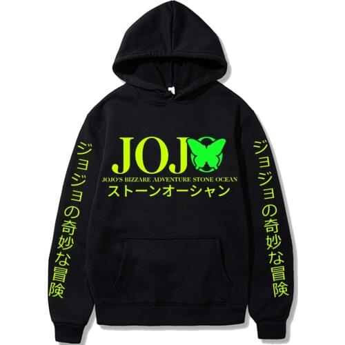 Japanese Anime JoJos Bizarre Adventure Printed Hooded Fashion Sweatshirt Casual Loose Pullovers Unisex Hoodie Men Women