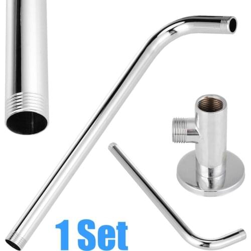 Wall Mounted Shower Head Arm Chrome Plated Metal Shower Extension Arm Set for Hotel Home Bathroom Hardware Accessories